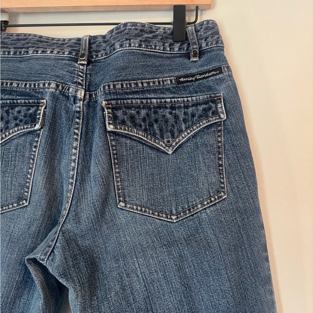 Harley-Davidson Bootcut Flare Jeans Studded Back Pocket Biker - Picture 6 of 6